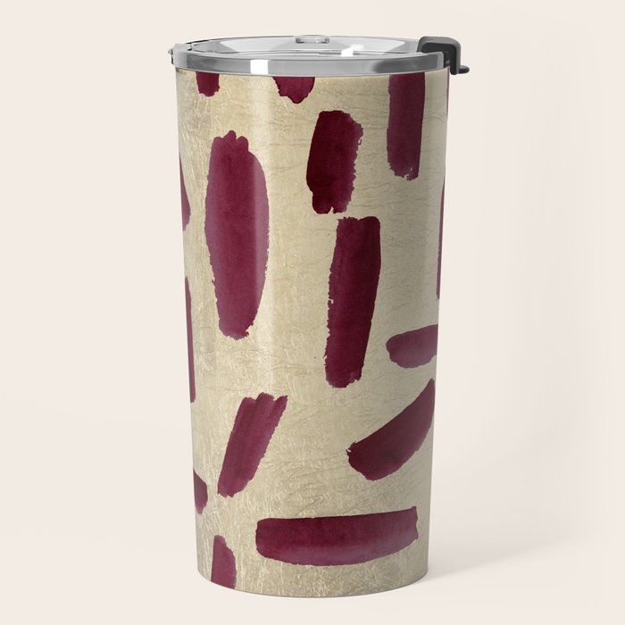 Modern burgundy gold watercolor brushstrokes Travel Mug Gallery Image 2