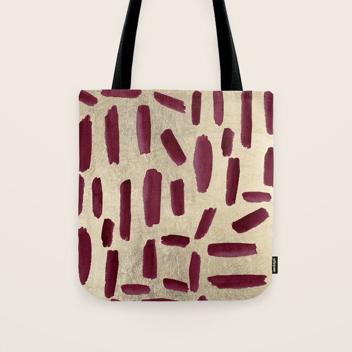 Modern burgundy gold watercolor brushstrokes Tote Bag Gallery Image 1