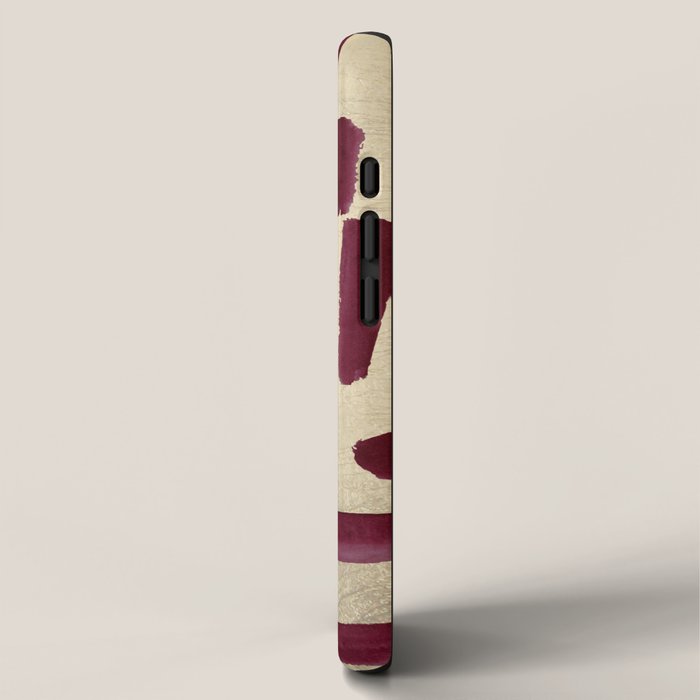 Modern burgundy gold watercolor brushstrokes iPhone Case Gallery Image 2