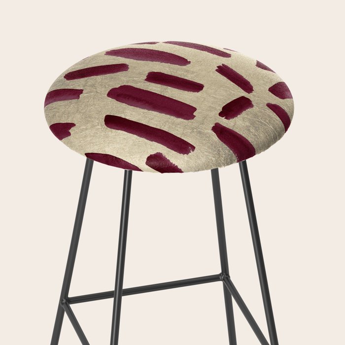 Modern burgundy gold watercolor brushstrokes Stool Gallery Image 2