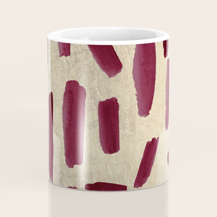 Modern burgundy gold watercolor brushstrokes Coffee Mug Gallery Image 4