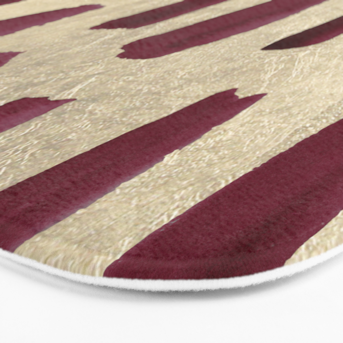 Modern burgundy gold watercolor brushstrokes Bath Mat Gallery Image 3
