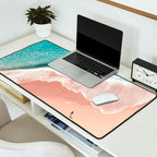 Pastel Coastline - Aerial View of Turquoise Sea and Blush Sand Desk Mat Gallery Image 2
