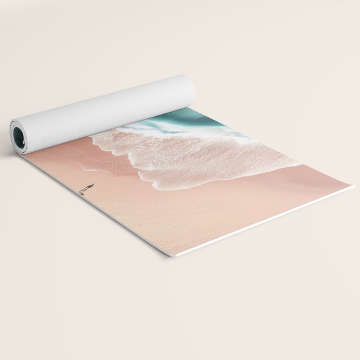 Pastel Coastline - Aerial View of Turquoise Sea and Blush Sand Yoga Mat Gallery Image 2