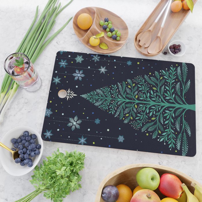 Christmas Night Tree-Snowy Cutting Board Gallery Image 2