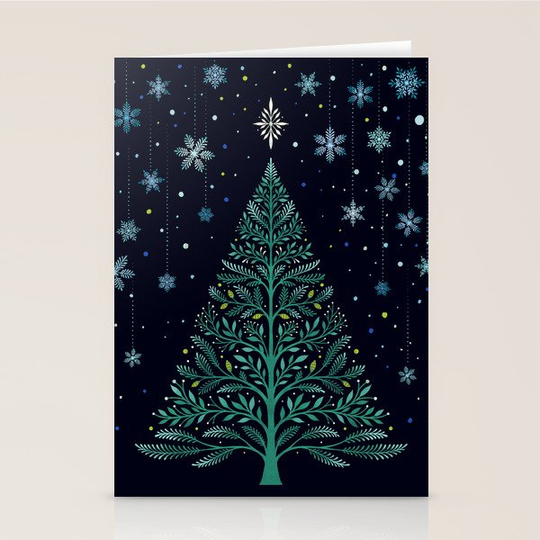 Christmas Night Tree-Snowy Stationery Card Gallery Image 1