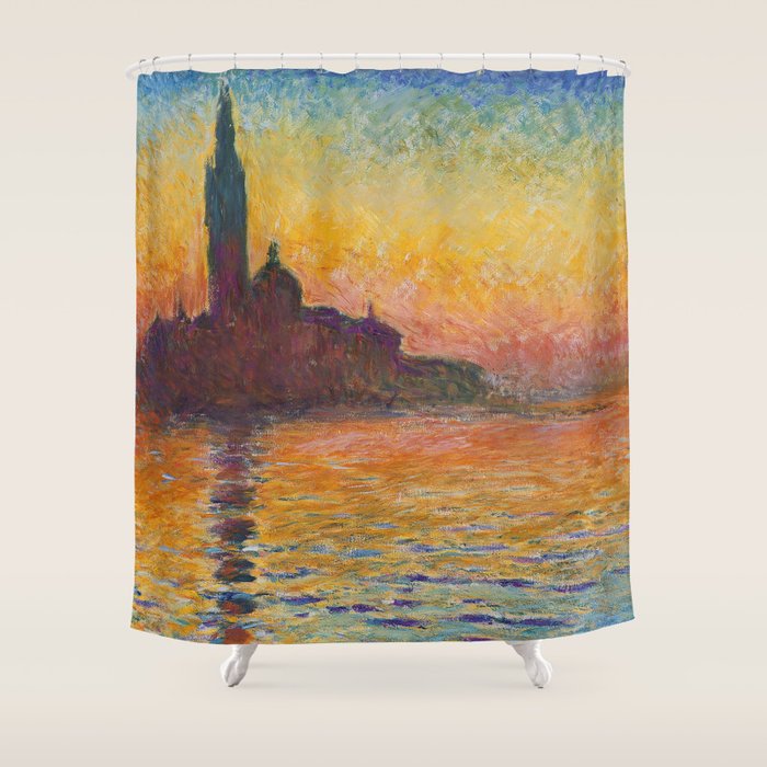 San Giorgio Maggiore at Dusk by Claude Monet Shower Curtain Gallery Image 1