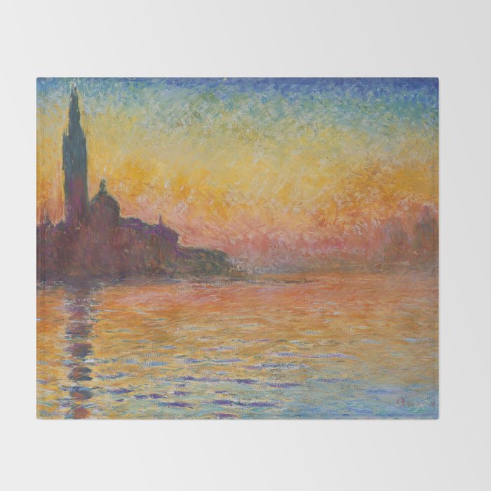 San Giorgio Maggiore at Dusk by Claude Monet Throw Blanket Gallery Image 2