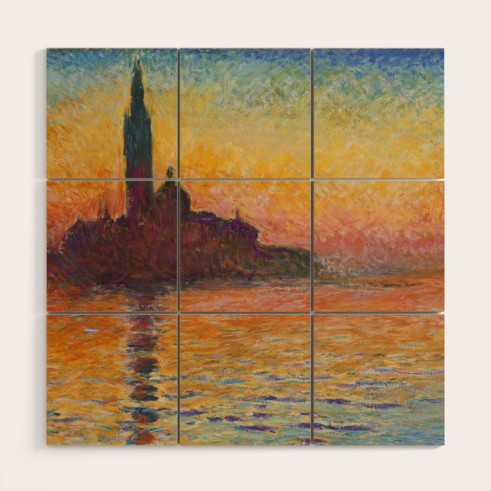 San Giorgio Maggiore at Dusk by Claude Monet Wood Wall Art Gallery Image 1