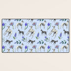 GREYHOUND DOGS and Blue Meadow Botanical Pattern  Desk Mat Gallery Image 3