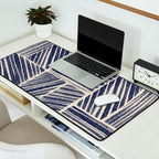 Navy Blue Striped Pattern #3 Desk Mat Gallery Image 2