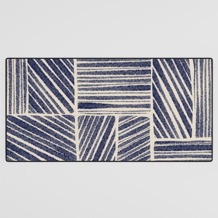 Navy Blue Striped Pattern #3 Desk Mat Gallery Image 3