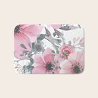 Floral Watercolor, Pink and Gray, Watercolor Print Bath Mat Gallery Image 1