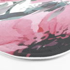 Floral Watercolor, Pink and Gray, Watercolor Print Bath Mat Gallery Image 3