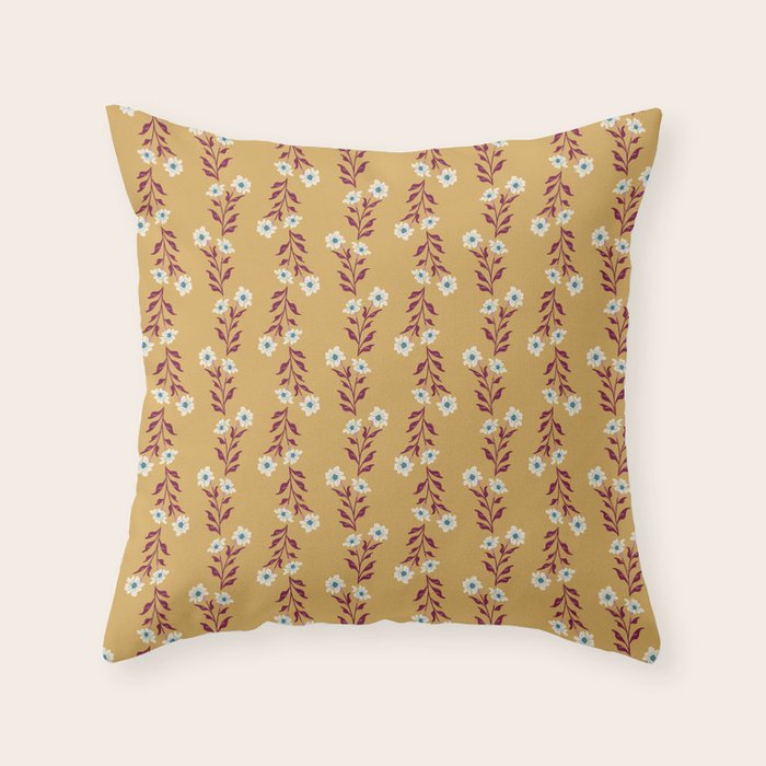 Wild Flowers Vintage Botanical Floral Pattern Throw Pillow Gallery Image 6