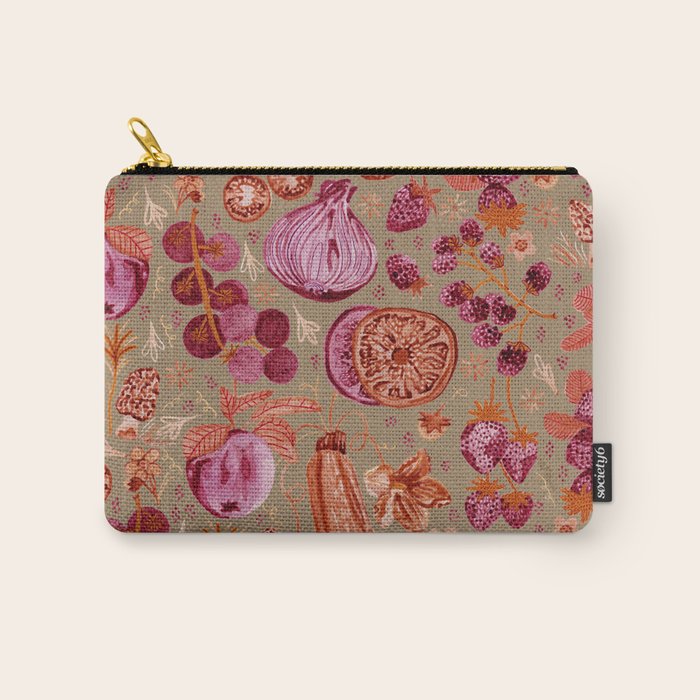 Garden Vegetables and Fresh Fruit in Mocha Mousse Carry All Pouch Gallery Image 1