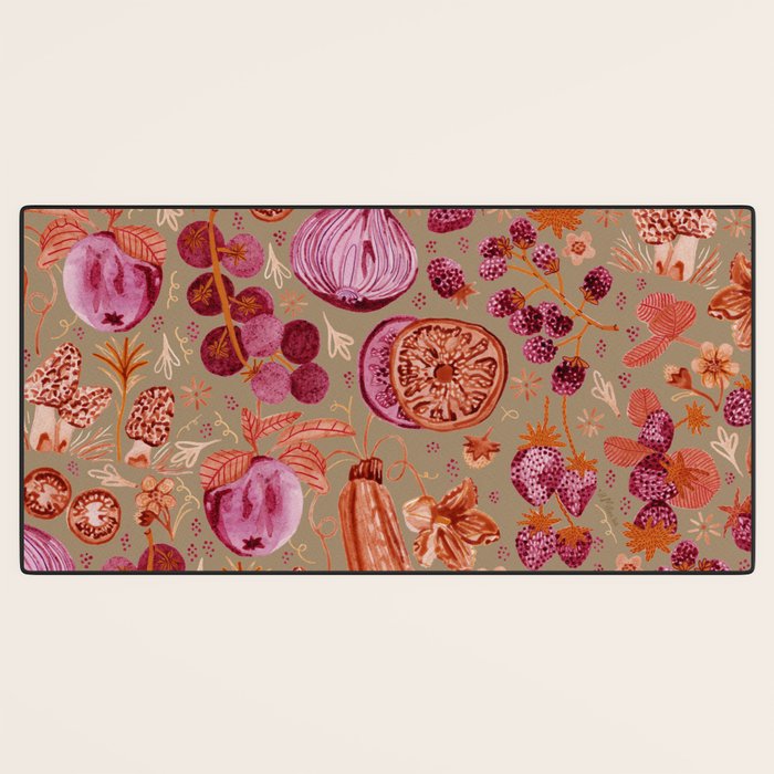 Garden Vegetables and Fresh Fruit in Mocha Mousse Desk Mat Gallery Image 3