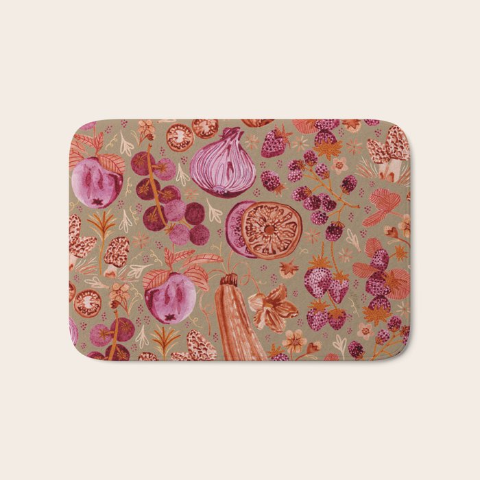 Garden Vegetables and Fresh Fruit in Mocha Mousse Bath Mat Gallery Image 1