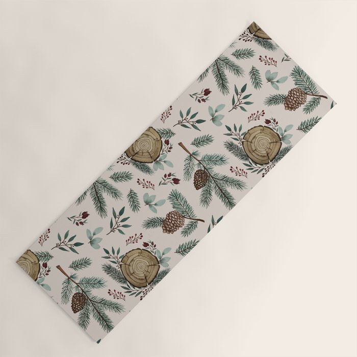 Winter Branches, Berries & Pine Cones Yoga Mat Gallery Image 1