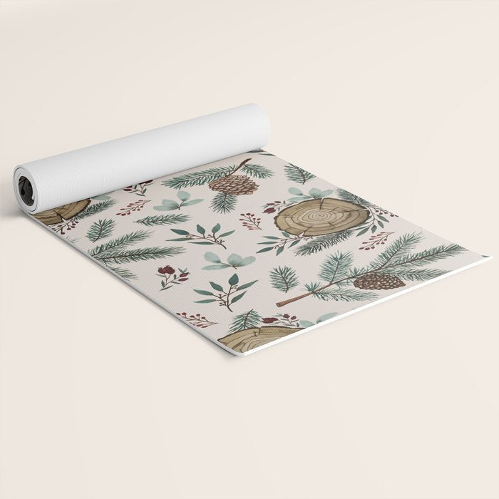 Winter Branches, Berries & Pine Cones Yoga Mat Gallery Image 2