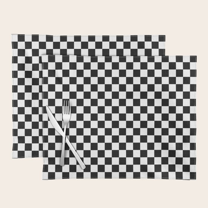 Classic Black and White Race Check Checkered Geometric Win Placemat Gallery Image 1