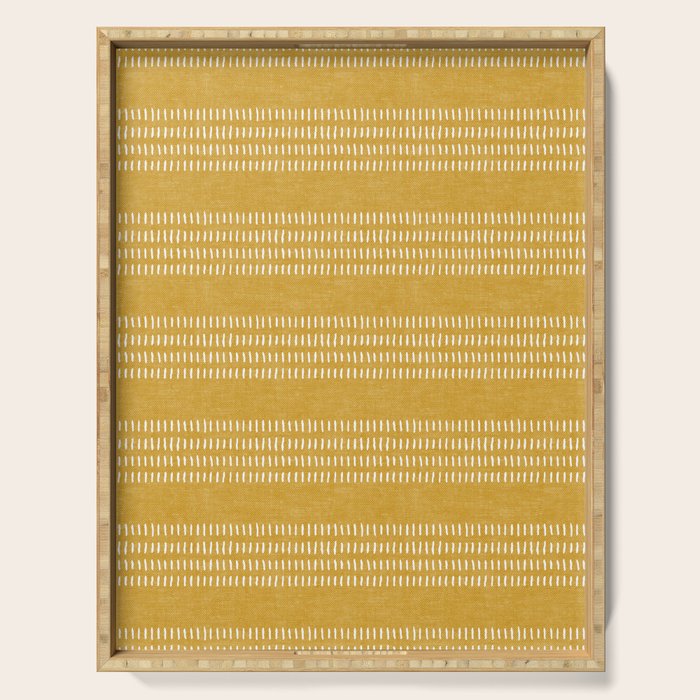 farmhouse stitch - gold Serving Tray Gallery Image 1