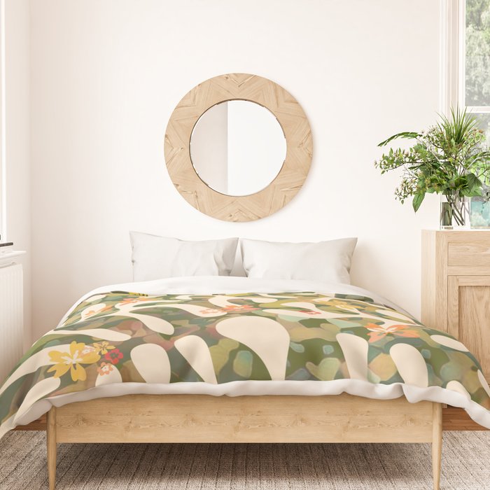 Matisse Inspired Colorful Abstract Leaves with Flowers Duvet Cover Gallery Image 3