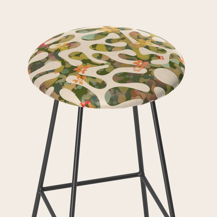 Matisse Inspired Colorful Abstract Leaves with Flowers Stool Gallery Image 2