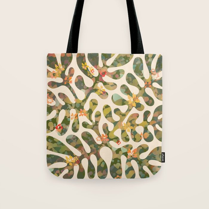 Matisse Inspired Colorful Abstract Leaves with Flowers Tote Bag Gallery Image 1