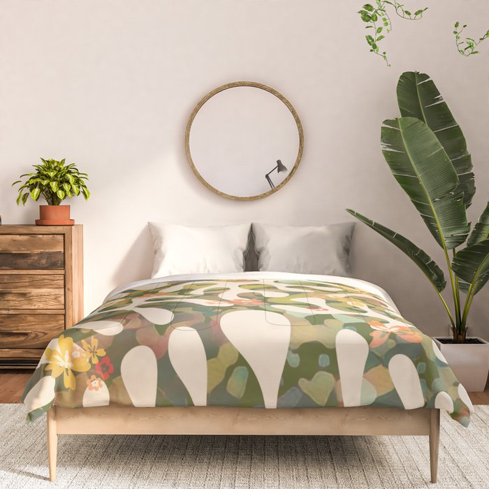 Matisse Inspired Colorful Abstract Leaves with Flowers Comforter Gallery Image 3