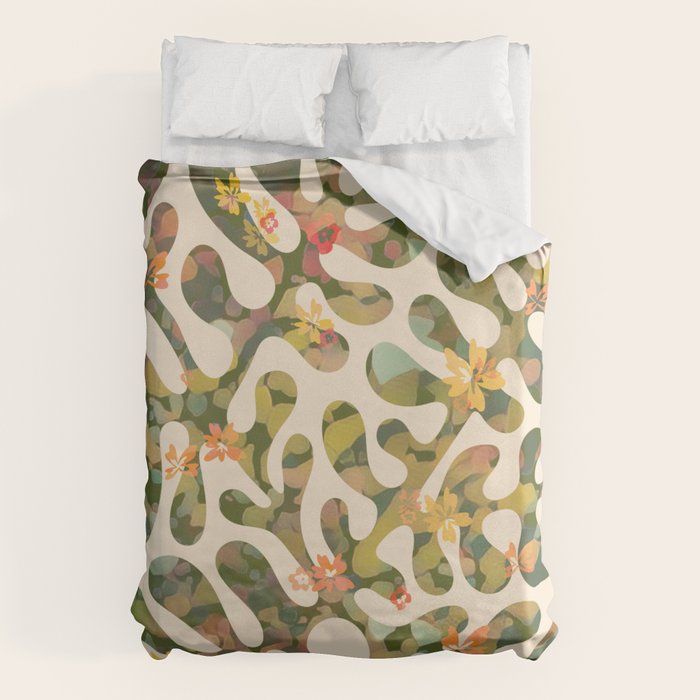 Matisse Inspired Colorful Abstract Leaves with Flowers Duvet Cover Gallery Image 1
