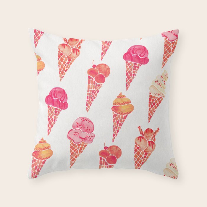 Ice Cream Cones - Pink & Peach Palette Throw Pillow Gallery Image 6