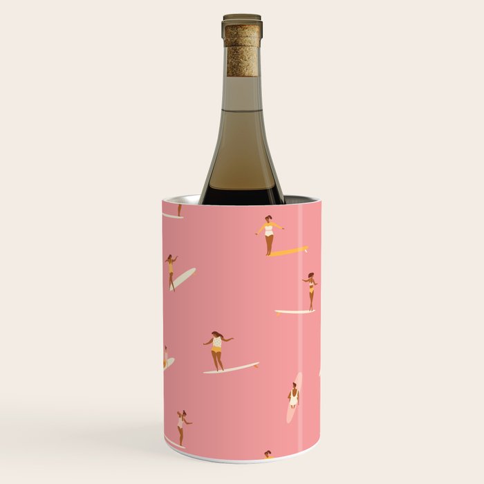 Surf girls in pink Wine Chiller Gallery Image 1
