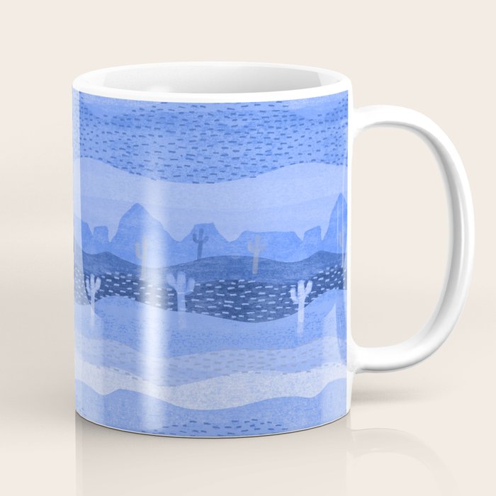 Vintage Western Desert Landscape in Night Blue Coffee Mug Gallery Image 1