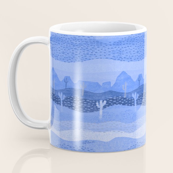 Vintage Western Desert Landscape in Night Blue Coffee Mug Gallery Image 3