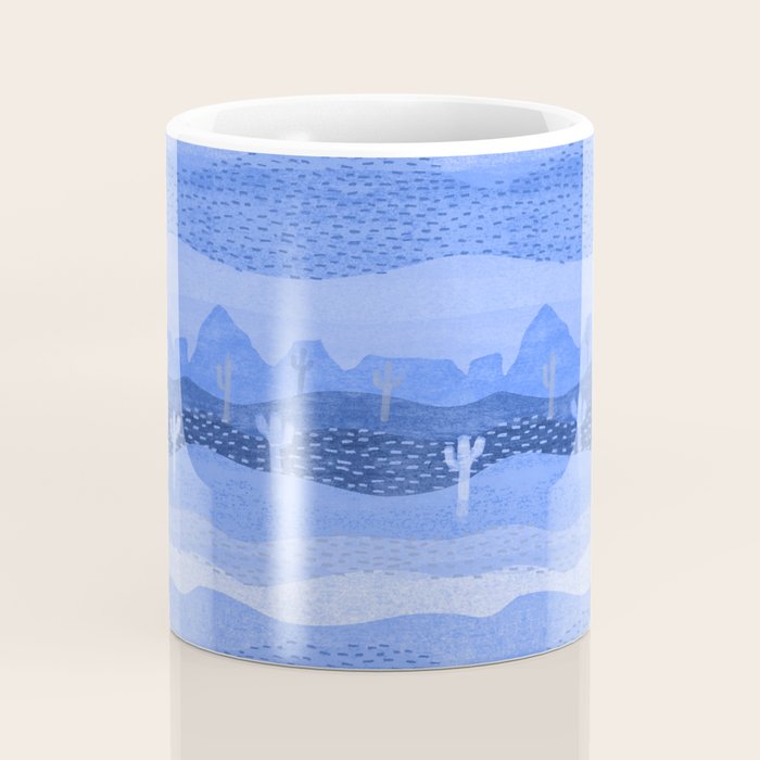 Vintage Western Desert Landscape in Night Blue Coffee Mug Gallery Image 4