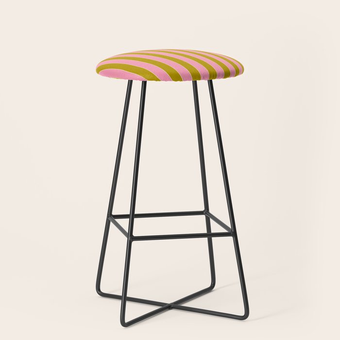 Eclectic Stripes Vertical Colorful Pink and Chartreuse Pattern Stool Gallery Image 1