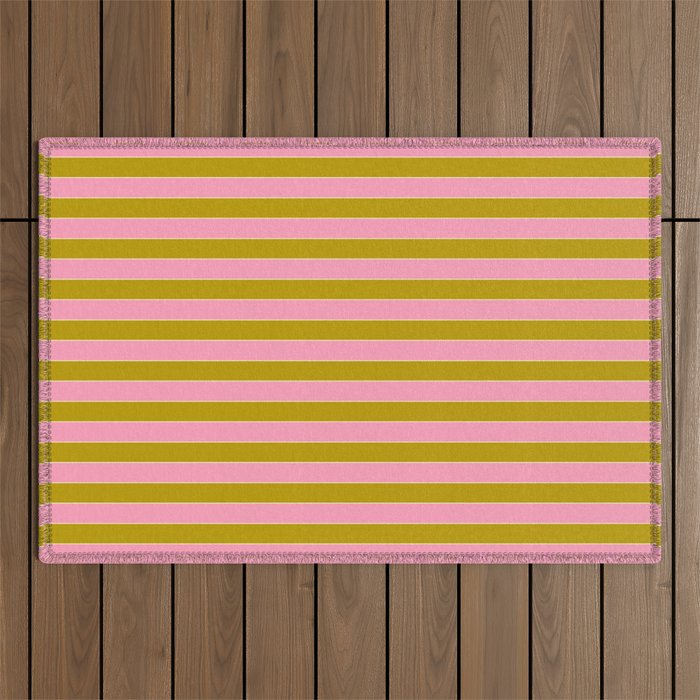 Eclectic Stripes Vertical Colorful Pink and Chartreuse Pattern Outdoor Rug Gallery Image 1