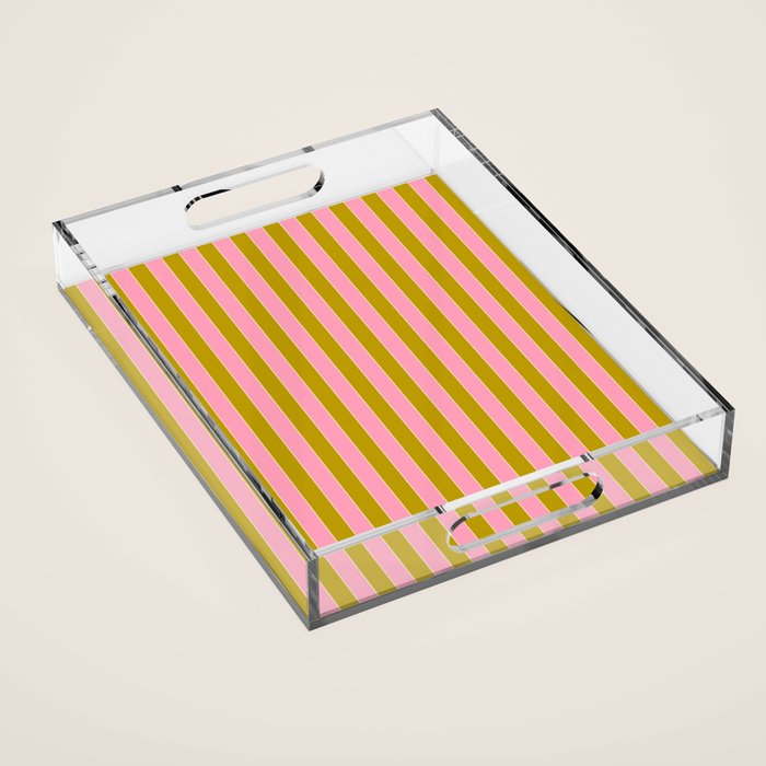 Eclectic Stripes Vertical Colorful Pink and Chartreuse Pattern Acrylic Tray Gallery Image 1