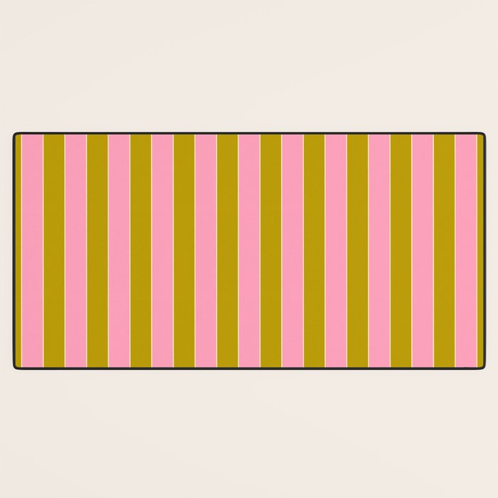 Eclectic Stripes Vertical Colorful Pink and Chartreuse Pattern Desk Mat Gallery Image 3