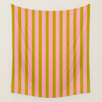 Eclectic Stripes Vertical Colorful Pink and Chartreuse Pattern Wall Tapestry Gallery Image 4