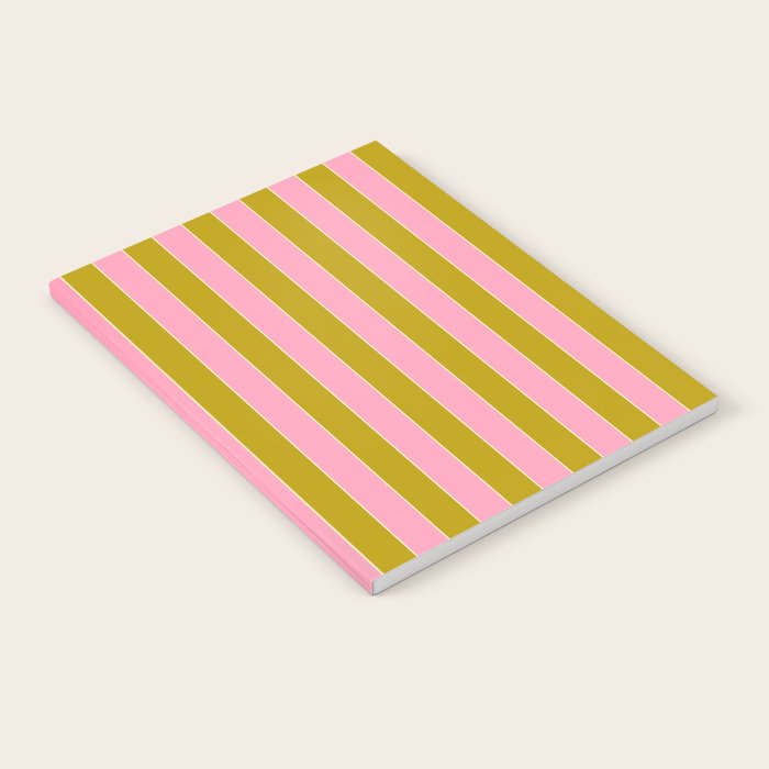 Eclectic Stripes Vertical Colorful Pink and Chartreuse Pattern Notebook Gallery Image 1