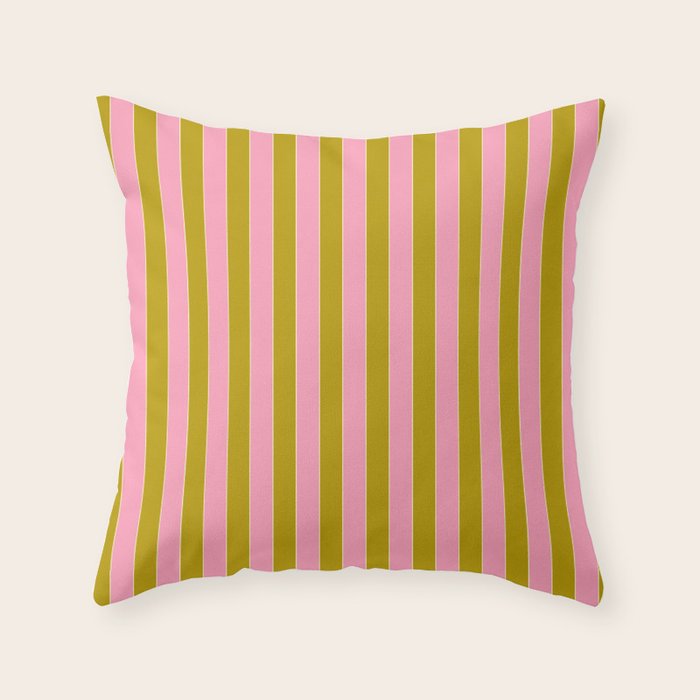Eclectic Stripes Vertical Colorful Pink and Chartreuse Pattern Throw Pillow Gallery Image 6