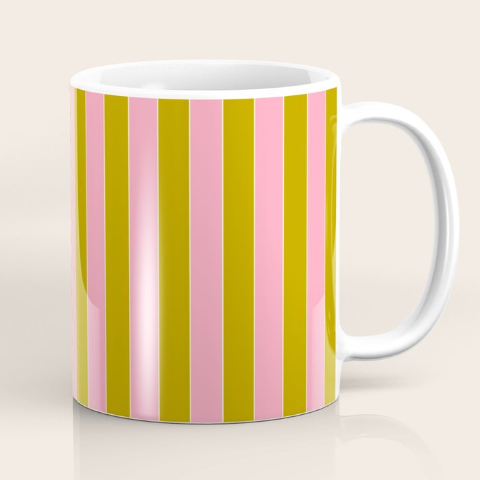 Eclectic Stripes Vertical Colorful Pink and Chartreuse Pattern Coffee Mug Gallery Image 1