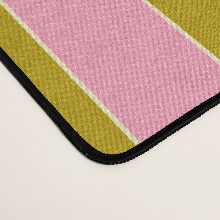 Eclectic Stripes Vertical Colorful Pink and Chartreuse Pattern Desk Mat Gallery Image 4