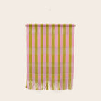 Eclectic Stripes Vertical Colorful Pink and Chartreuse Pattern Wall Hanging Gallery Image 1