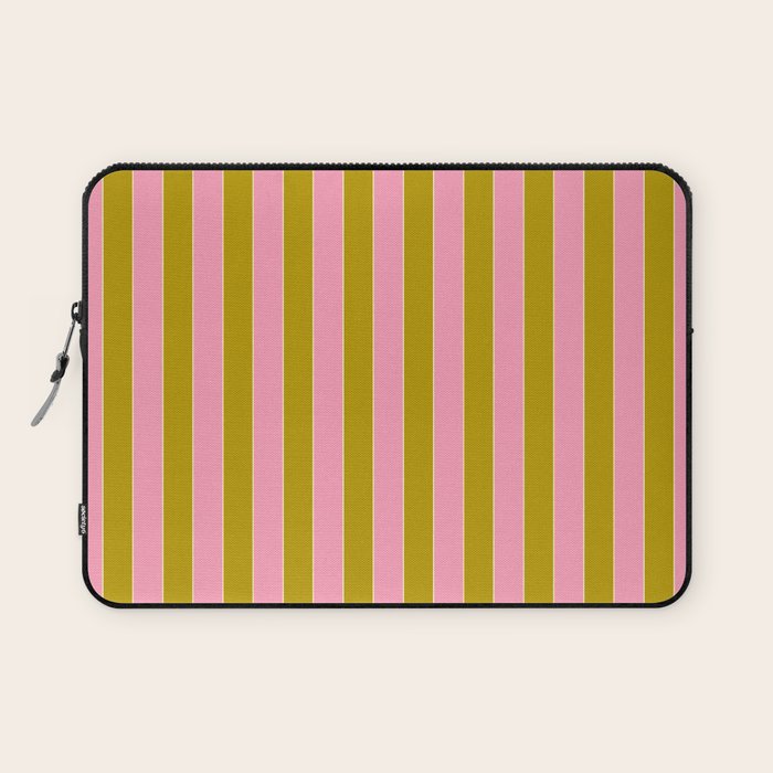 Eclectic Stripes Vertical Colorful Pink and Chartreuse Pattern Laptop Sleeve Gallery Image 1