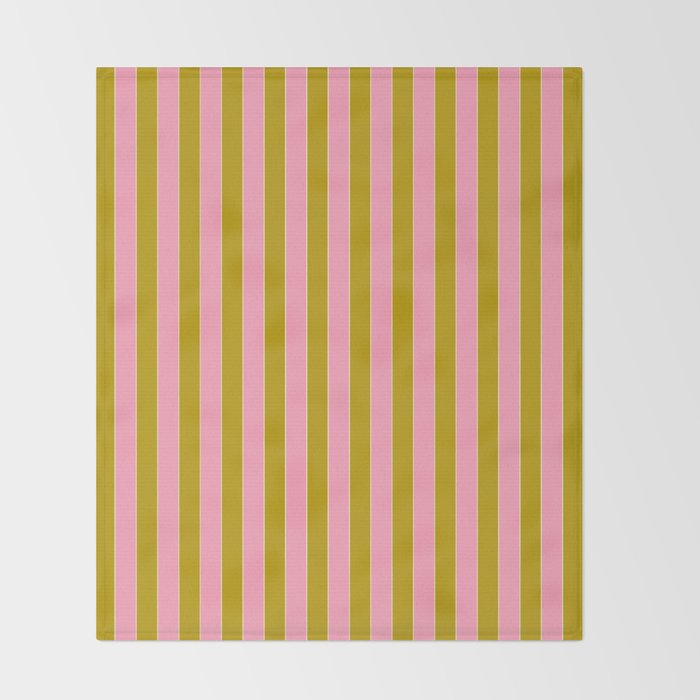 Eclectic Stripes Vertical Colorful Pink and Chartreuse Pattern Throw Blanket Gallery Image 2