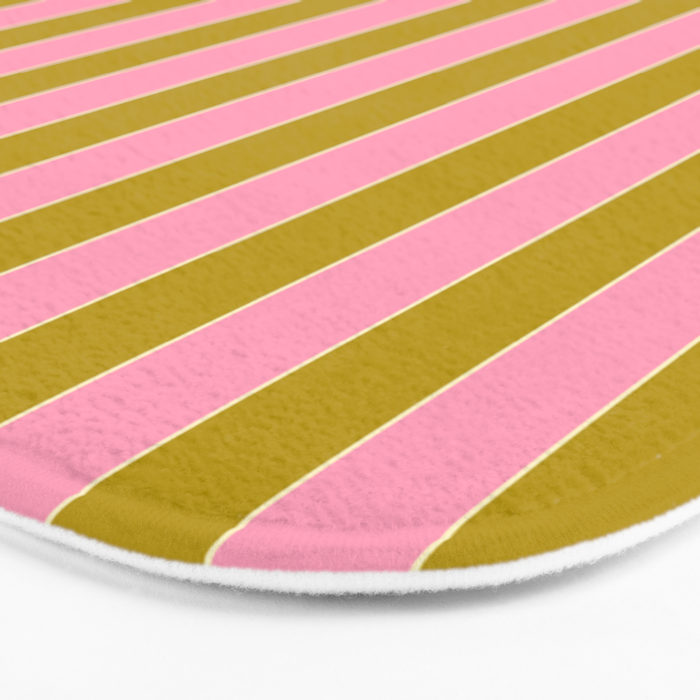 Eclectic Stripes Vertical Colorful Pink and Chartreuse Pattern Bath Mat Gallery Image 3
