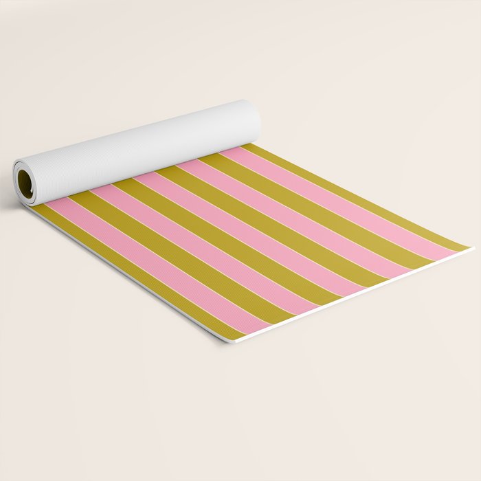 Eclectic Stripes Vertical Colorful Pink and Chartreuse Pattern Yoga Mat Gallery Image 2